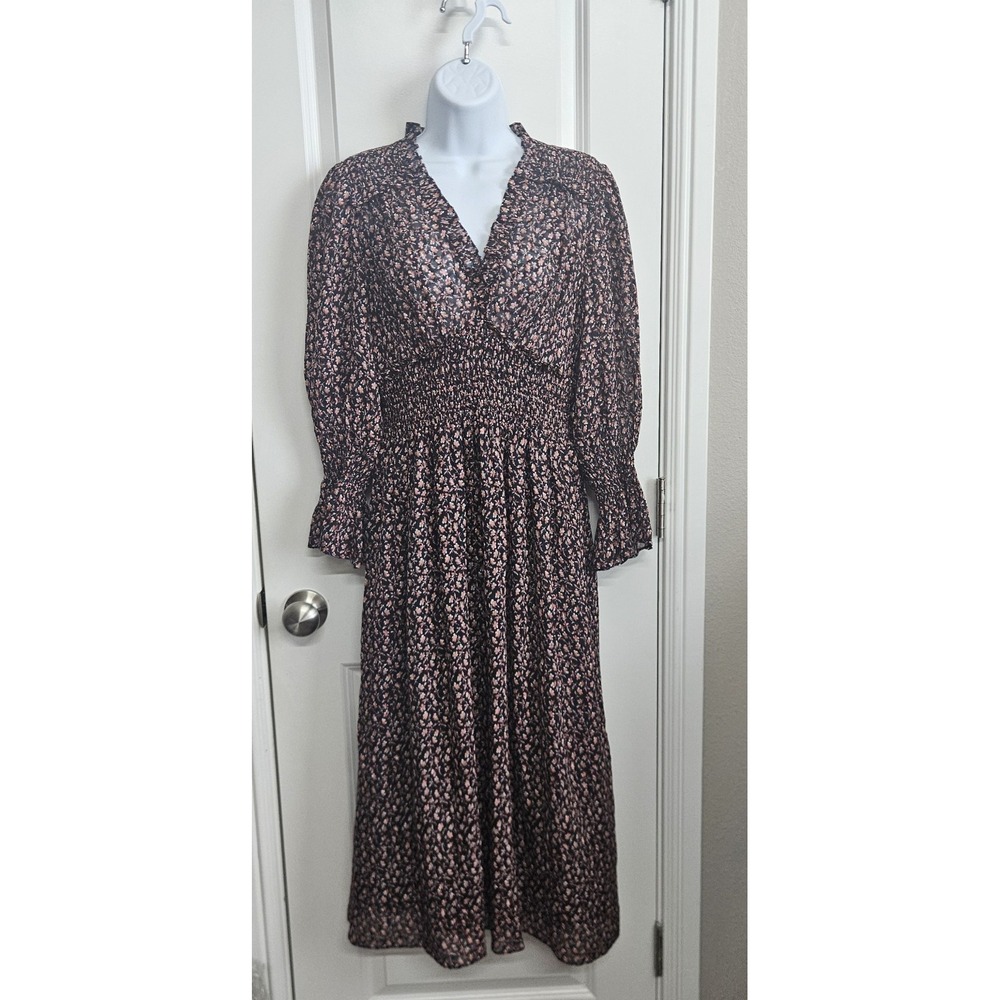 Rebecca Taylor Francesca Silk Floral Mini Dress puff sleeve Sz L  NWT